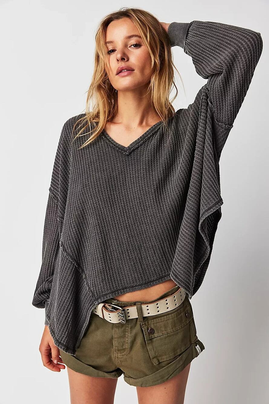 We The Free Coraline Thermal Top Charcoal Gray Women's Small